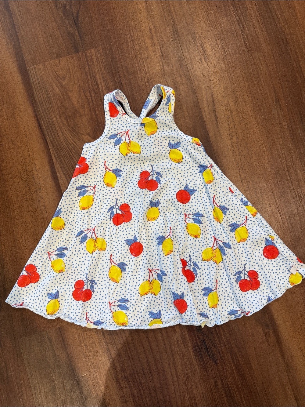 Hatley White Dress with Yellow Lemon & Red Cherry Print
